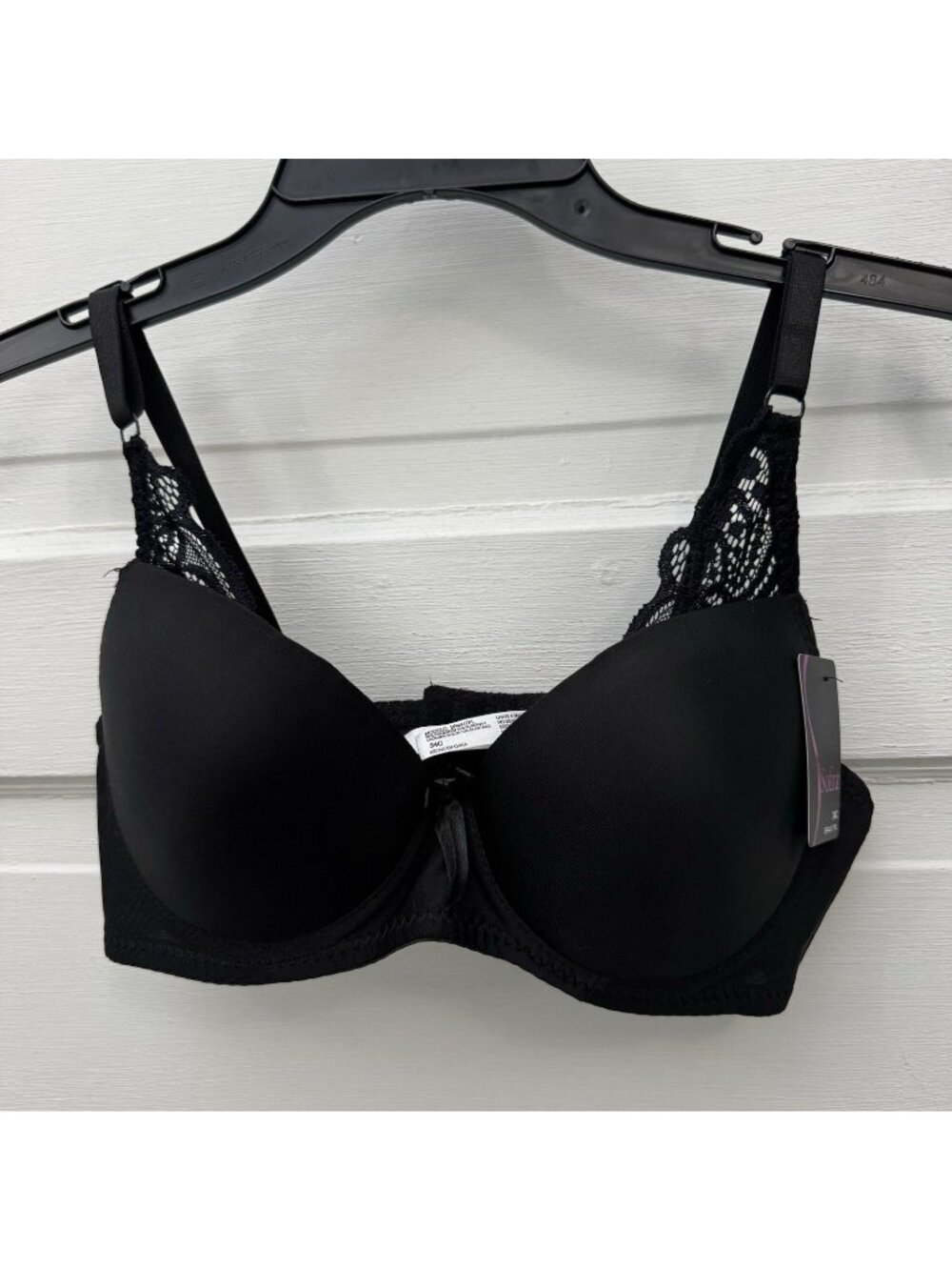 Sofra Bra 34C Black Padded Underwire Demi Lace Accent Adjustable NWT